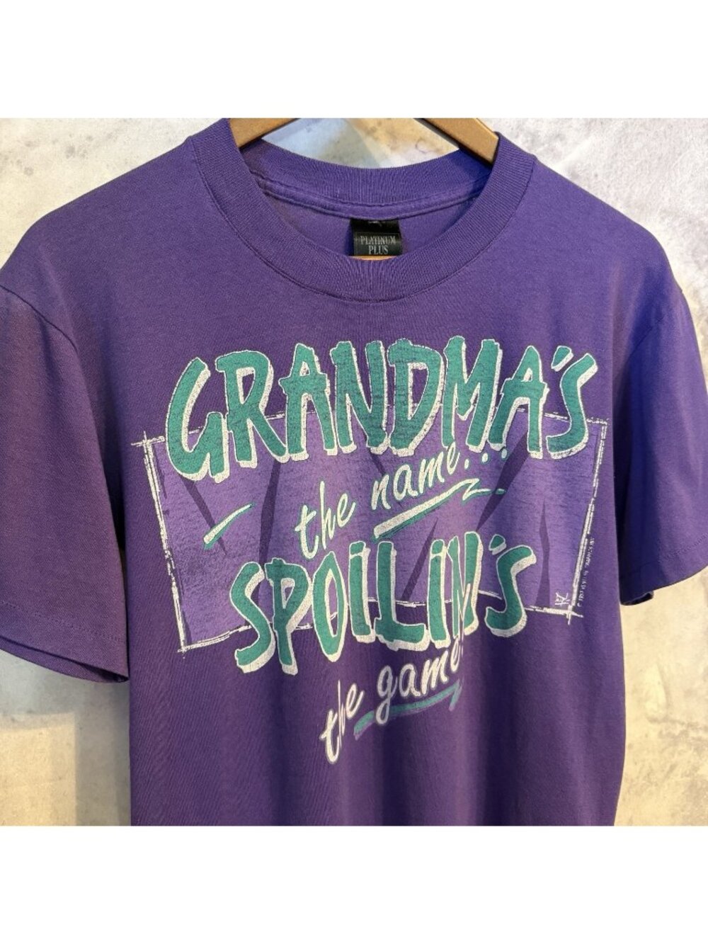 Vintage 90s Grandma T Shirt Mens Medium M Purple Single Stitch Platinum Plus